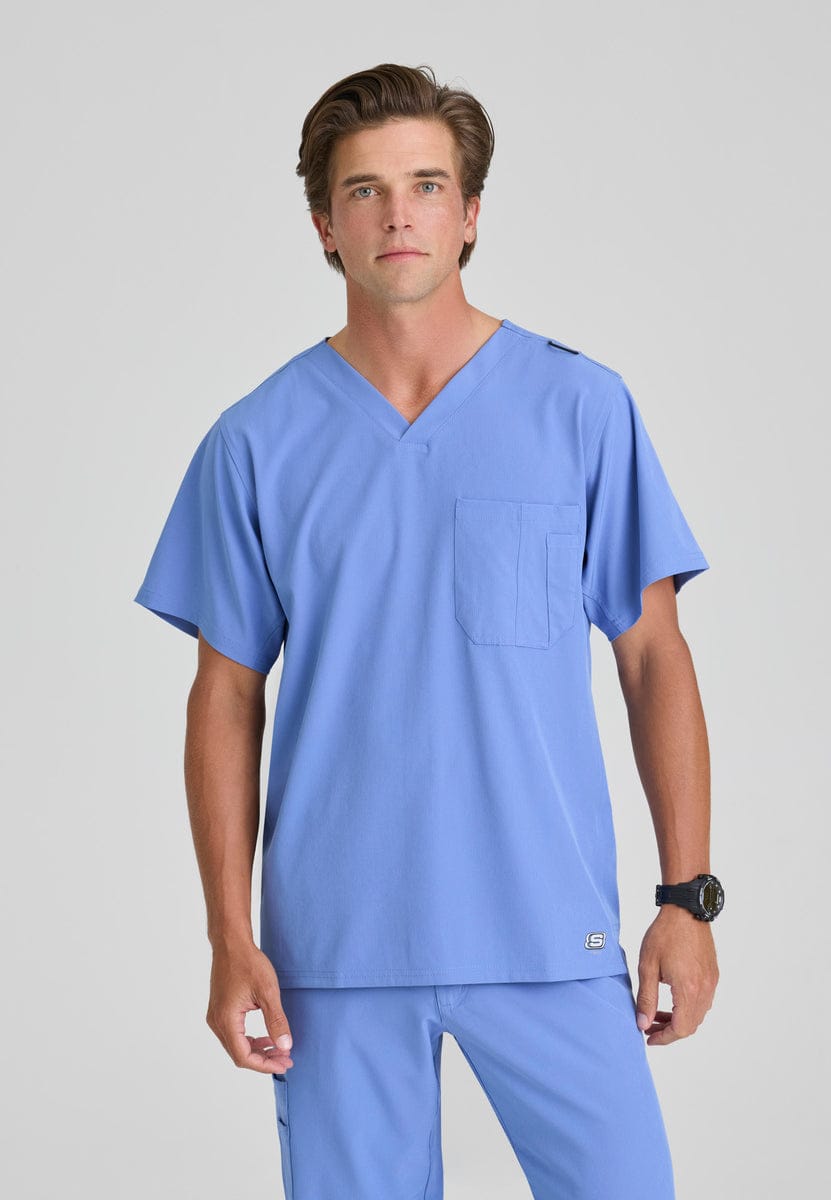 Mens V-Neck Scrub Top by Skechers