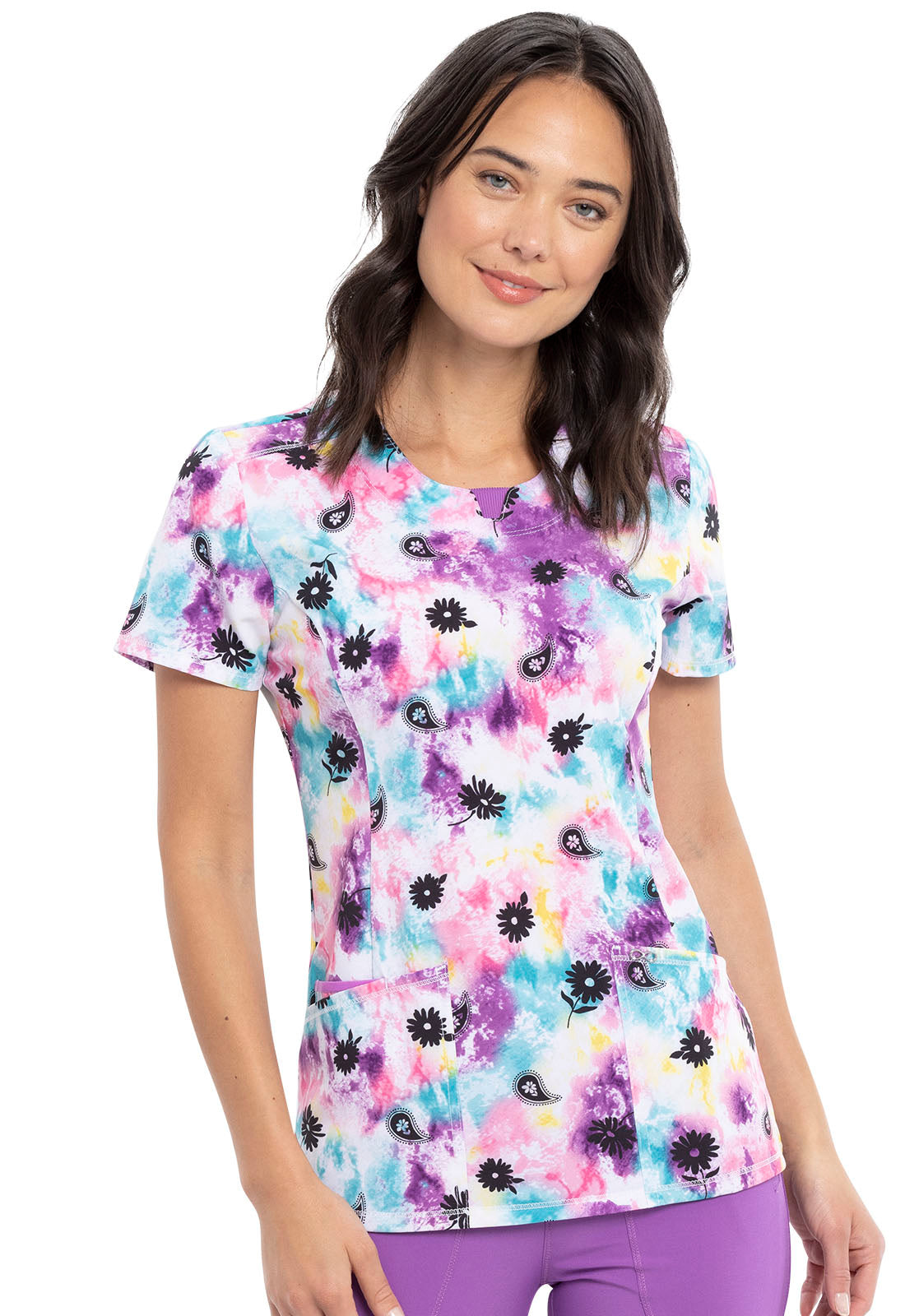 Round Neck Top in Tie Dye Trip