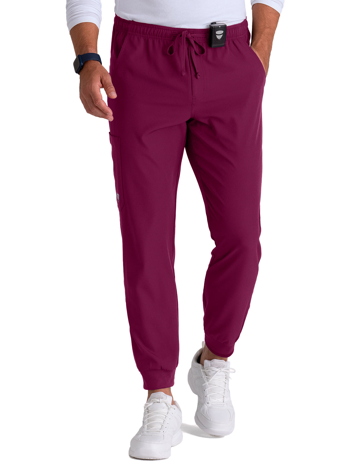 Men's Three-Pocket Drawcord and Zip-Fly Structure Jogger Scrub Pant -