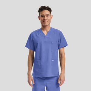 Landau Essentials Unisex 3-Pocket V-Neck Scrub Top