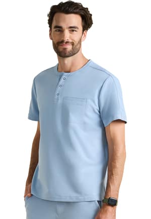 360 by Healing Hands HH701 Shane 1 Pocket Reflective Snap Placket Scrub Top with Knit Collar and Trim