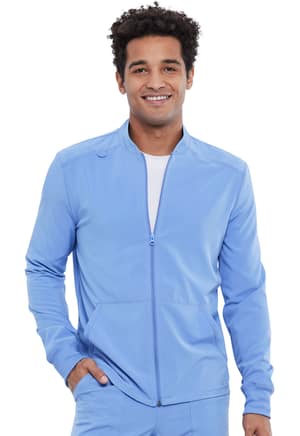 ALLURA CKA387 Men's Moisture Wicking 2 Pocket Zip Front Scrub Jacket Warmup with Stand-Up Collar and Rib-Knit Cuffs - Antimicrobial