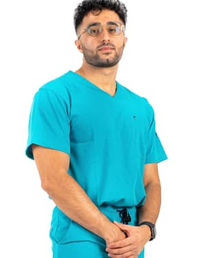 Men's Caribbean Blue Scrub Top