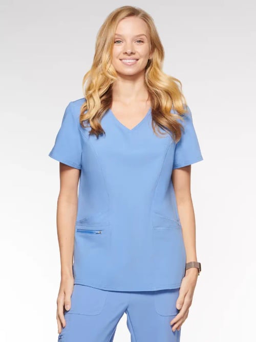 Coral Women's Top Mock Wrap with 6 Pockets (94003)