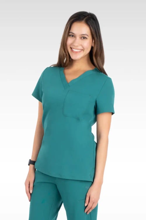 Lena Women's Top - V-Neck "Tuck-In" Top  with 1 Pocket (14010)