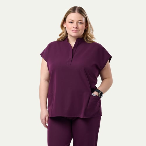 Lindsey Mandarin Collar 2-Pocket Scrub Top | Peelz Scrubs
