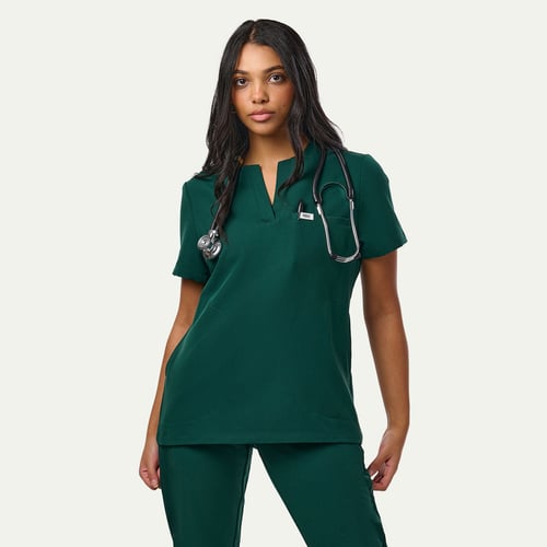 Rina 4-Pocket Split Crew Women's Scrub Top | Peelz Scrubs