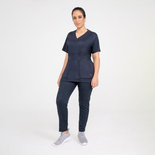 Antimicrobial Women’s Premium Scrub Cheetah V-neck Top & Cargo Pants