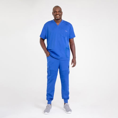Antimicrobial Men's Scrub Set Premium V-neck Top & Jogger Pants