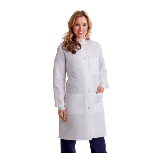 Medline ResiStat® Womens Static & Fluid-Resistant Barrier Lab Coat