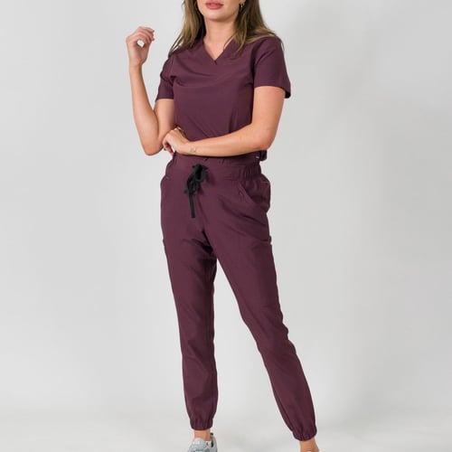 Medgear Olivia Women's Scrub Set - 4 Pocket Top & Gathered Jogger Pant