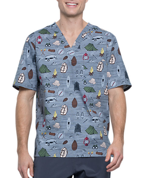 Cherokee Prints Men's V-Neck Top Outdoor Adventure CK675 - Signature Scrubs