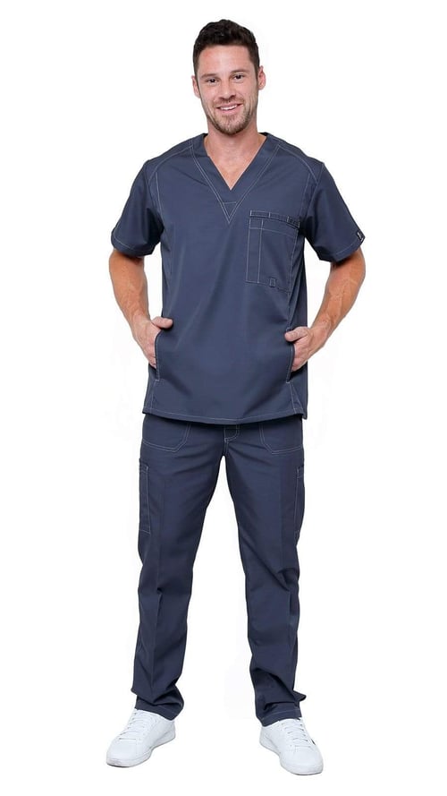 Dress A Med Men's Multi Pocket Lightweight Utility Medical Scrubs