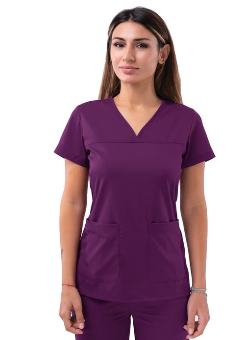 Sweetheart V-neck Scrub Top by Adar XXS-3XL / Eggplant