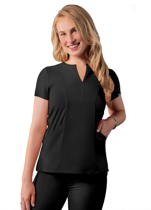 Addition Women's Notched V-neck(Addition) Top by Adar XXS-3XL / Black