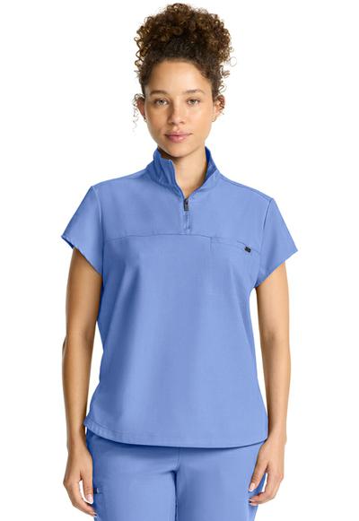 Women's Partial Zip Stand Collar Top