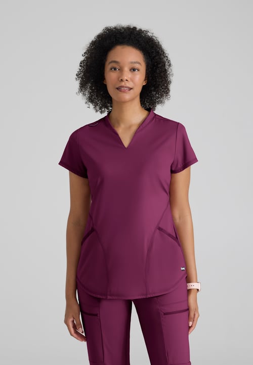 Grey's Anatomy Knit Stretch Women's Define 2-Pocket V-Neck Top