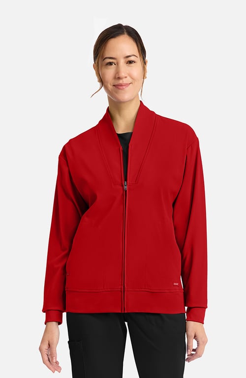 Women's 2-Pocket Shawl Collar Warm Up Scrub Jacket