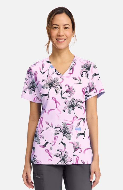 Women's Loving Lilies Print Scrub Top