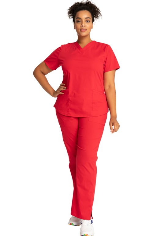 Women's Scrub Set: 4-Pocket Shirttail Top & Rib Knit Cargo Waist Pant