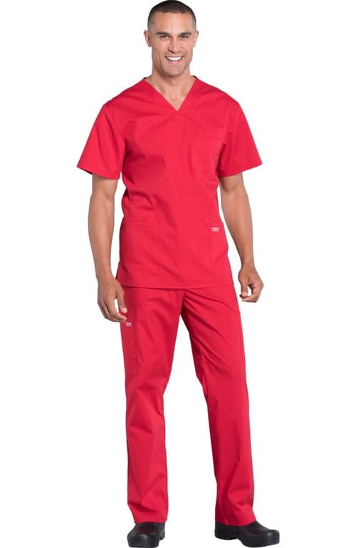 Men's Scrub Set: Utility 4-Pocket V-Neck Top & Zip Fly Drawstring Pant