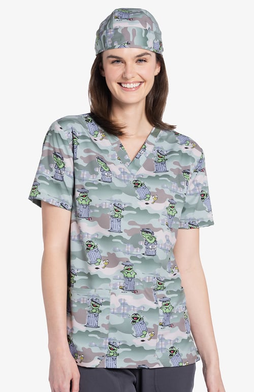 Unisex Grouchy Pants Print Scrub Top