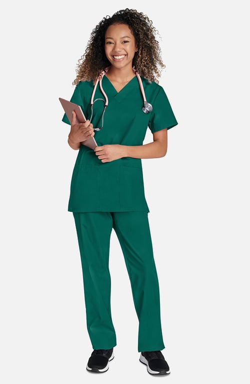 Unisex Scrub Set: 2-Pocket V-Neck Top & Drawstring Pant
