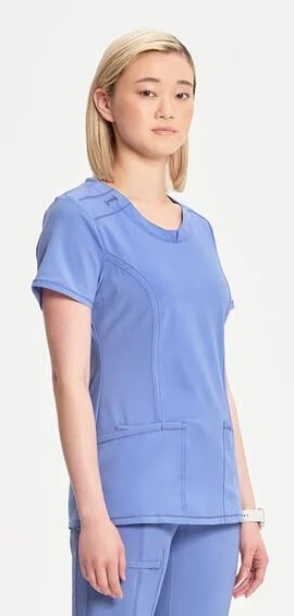 Women's Split Round Neck Solid Scrub Top