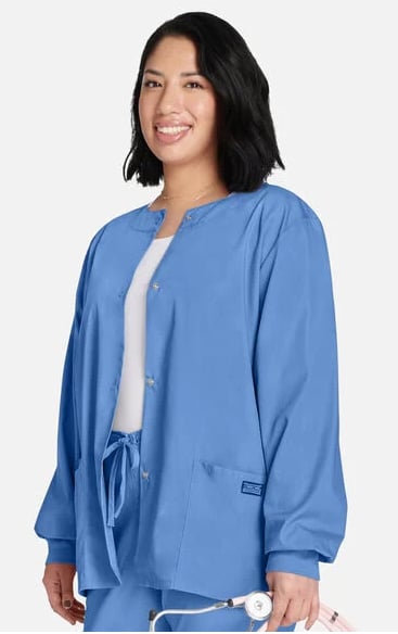Snap Front Solid Scrub Jacket