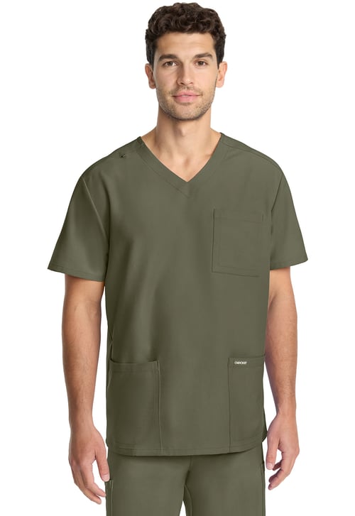 Cherokee Originals Ultra CK783A Men's Tuck-in V-Neck Top Olive