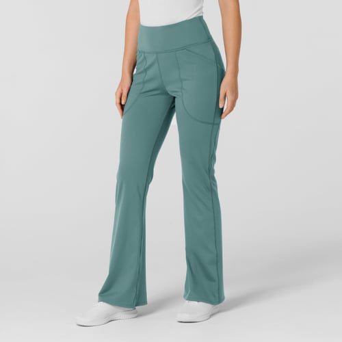 RENEW Knit Women's Flare Yoga Scrub Pant - Vintage Teal