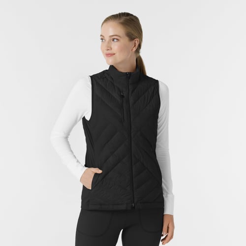 Women's Quilted Scrub Vest - Black