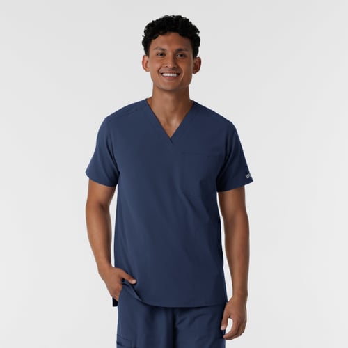 NURTUR Men's V-Neck Scrub Top - Navy