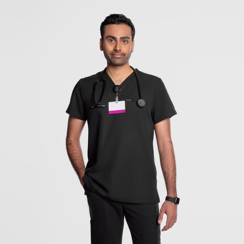 Aven One Pocket Scrub Top Black