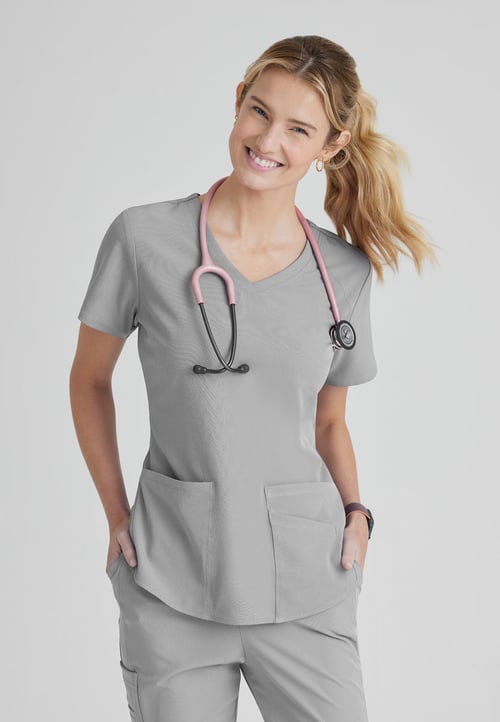 Breeze 3-Pocket Curved V-Neck Scrub Top