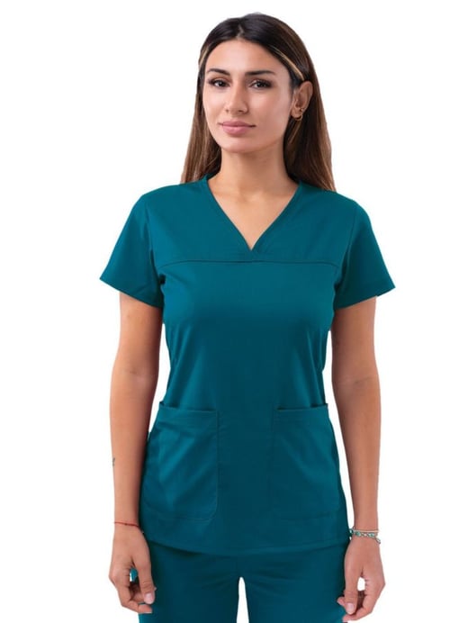 Women's Sweetheart V-Neck Medical Scrubs Top