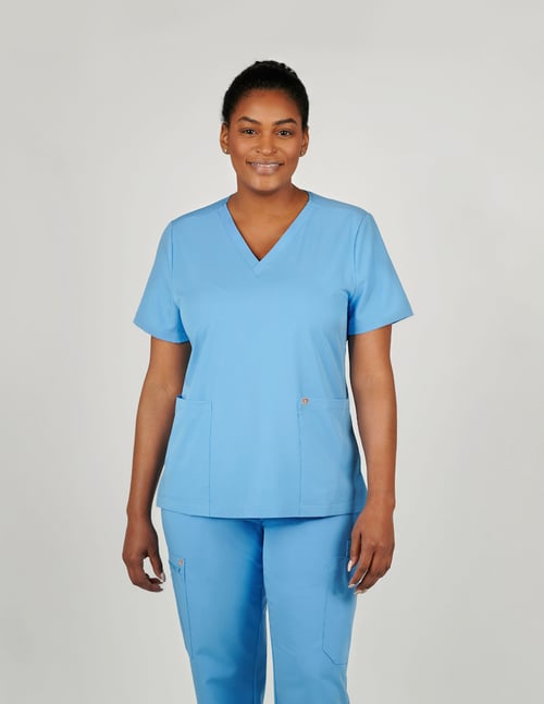 Iris Five-Pocket Women's Ceil Blue Scrub Top