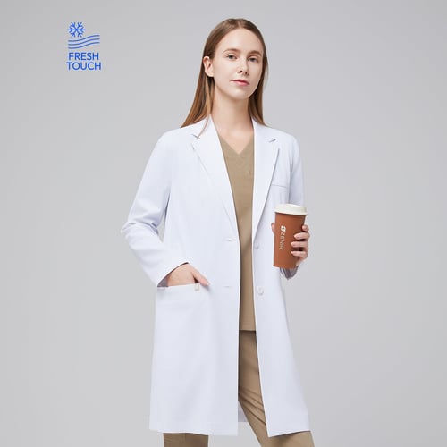 Zenir | Women's Long Lab Coat LCW-10 - White