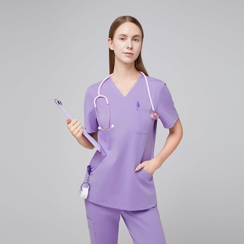 Zenir | Women's Soft Stretch Scrub Top - Lavender
