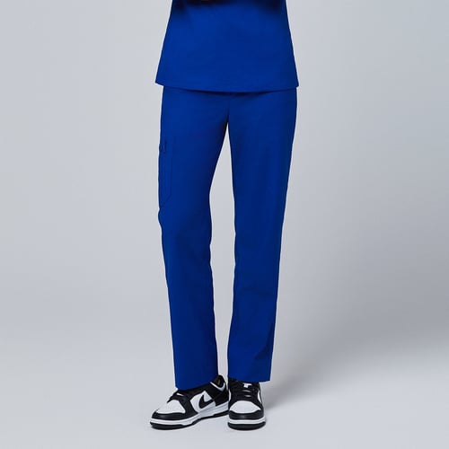 Zenir | Women's Zipper Pocket Split Hem Scrub Pants - Royal Blue