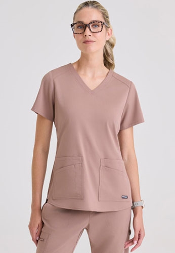 Grey’s Anatomy Emma Women’s V-Neck Scrub Tops – 4 Pocket Spandex Stretch | GRST011