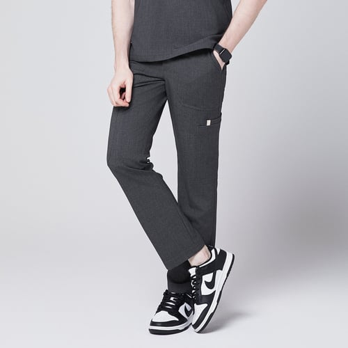 Zenir | Men's 8-Pocket Straight Scrub Pants - Charcoal Gray