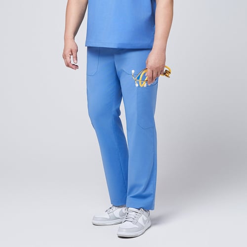 Zenir | Men's 8-Pocket Straight Scrub Pants - Ceil Blue