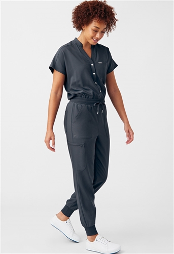 Landau Forward Women’s Scrub Jumpsuit – 8 Pockets, Snap Front, Stretch Fit