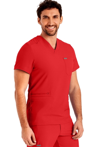 Landau Forward Men’s V-Neck Scrub Top – 4 Pockets, Stretch Fit, Sporty Design