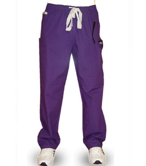 Poplin Unisex 2-Cargo Pocket Scrub Pant waistband with elastic and drawstring both unisex