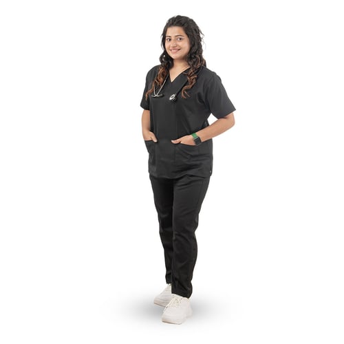 Premium Scrub for Women | V-Neck | Carbon Black, women v-neck carbon black, women v-neck carbon, v-neck carbon black, women v-neck, v-neck carbon, carbon black, women, v-neck, carbon, black, redefine workwear carbon, workwear carbon black, carbon black women, black women medwear, women medwear unmatched, medwear unmatched comfort, unmatched comfort healthcare