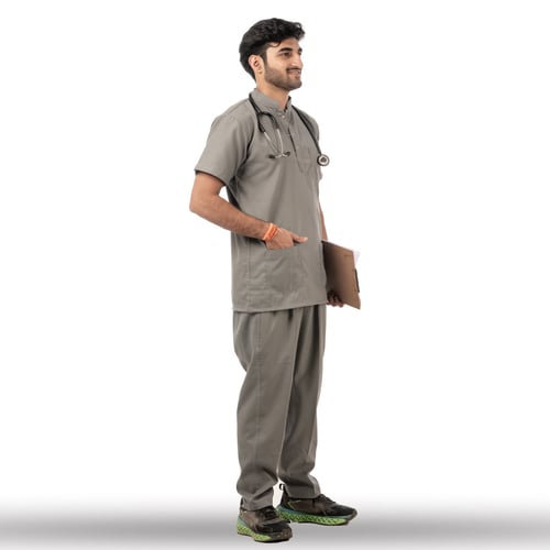 Classic Scrub for Men | Round-Neck | Steel Grey, classic men round-neck steel, men round-neck steel grey, classic men round-neck, men round-neck steel, round-neck steel grey, classic men, men round-neck, round-neck steel, classic, men, round-neck, steel, grey, redesign professional look, professional look medwear, look medwear steel, medwear steel grey