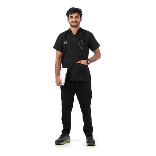Classic Scrub for Men | Round-Neck | Charcoal Black, classic men round-neck charcoal, men round-neck charcoal black, classic men round-neck, men round-neck charcoal, round-neck charcoal black, classic men, men round-neck, round-neck charcoal, classic, men, round-neck, charcoal, black, redesign professional look, professional look medwear, look medwear charcoal, medwear charcoal black