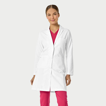 Women's Long Lab Coat, women long lab coat, women long lab, long lab coat, women long, long lab, lab coat, women, long, lab, coat, body length size, length size one, size one chest, one chest pocket, chest pocket two, pocket two large, two large bottom